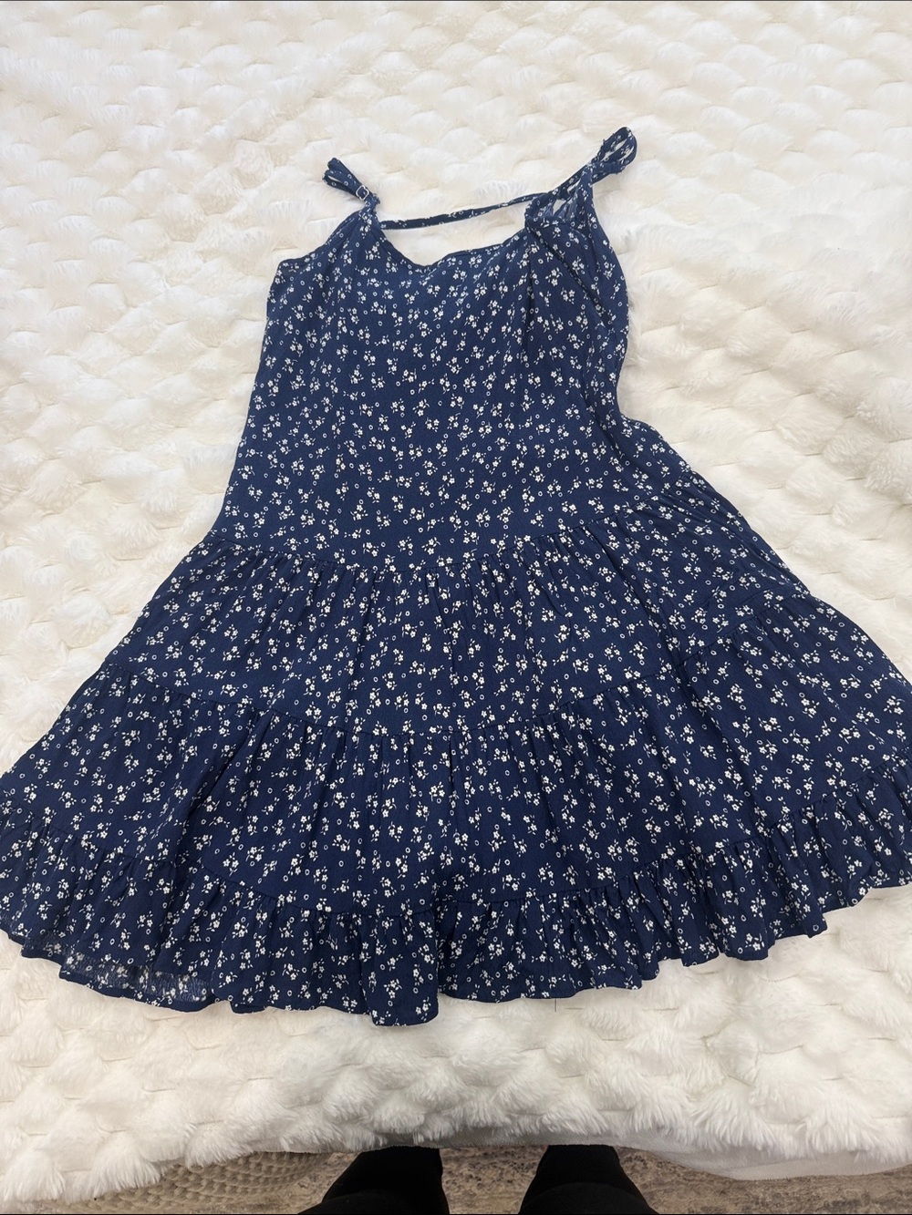 Katie J NYC Navy Blue Floral Tie-Shoulder Sundress